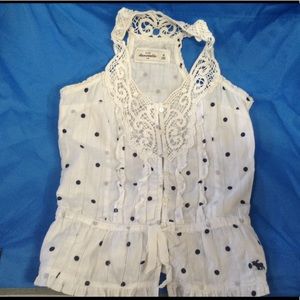 Abercrombie Kids Polka Dot & Lace Tank Top